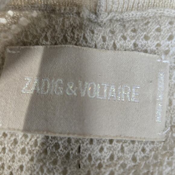 Zadig & Voltaire Cardigan Sweater Womens Neutrals Beige Buckles Scarf Hem - Picture 6 of 9